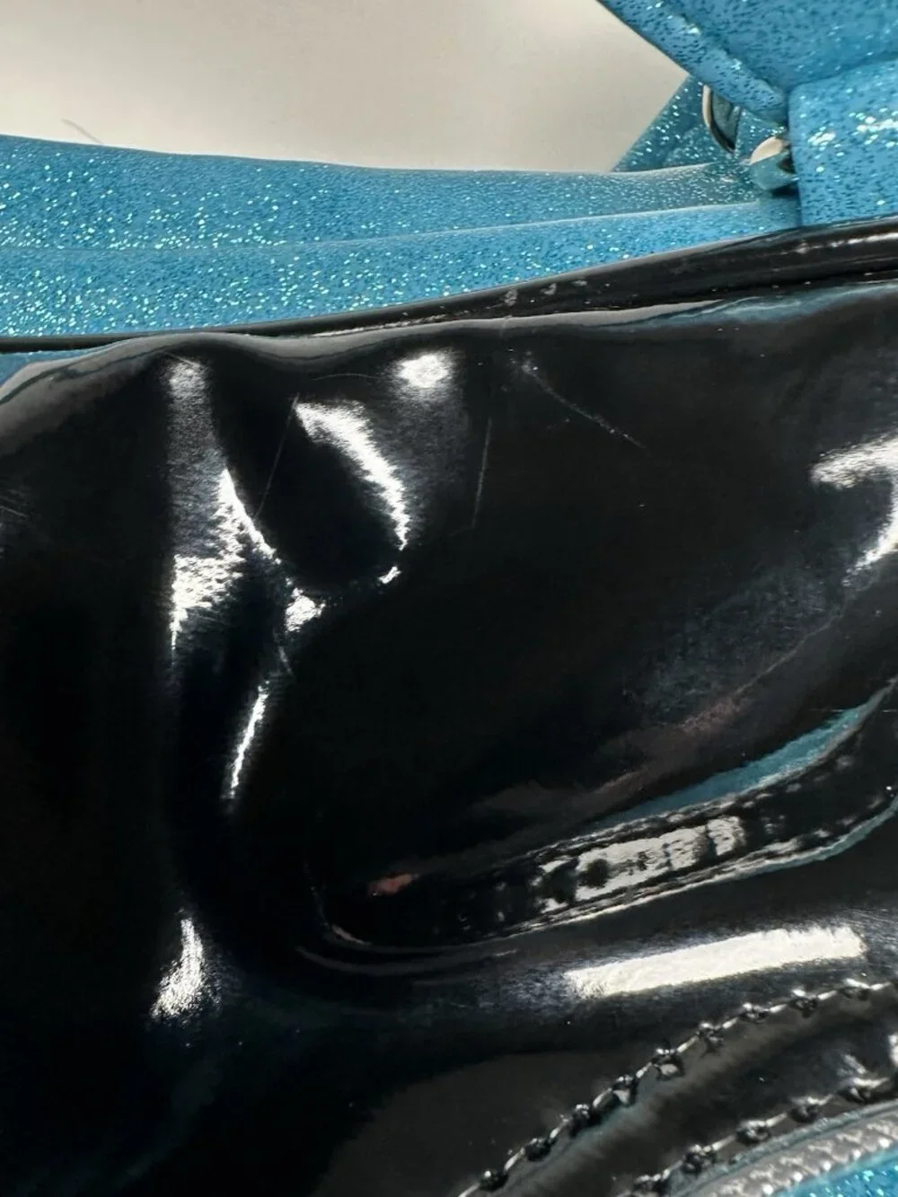 OOAK Trophy Queen Tuck and Roll Tote Blue Black Leopard Print Leather Hot Rod - Picture 8 of 13